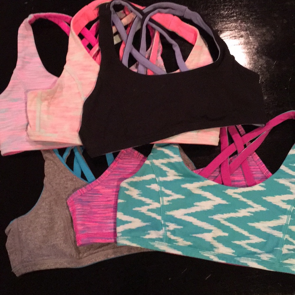 6 gentle used ivivva sports bras all reversible.